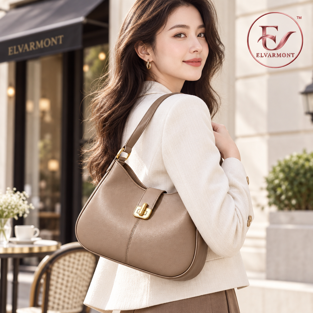 Elvarmont™ Charlotte Taupe Shoulder Bag styled view