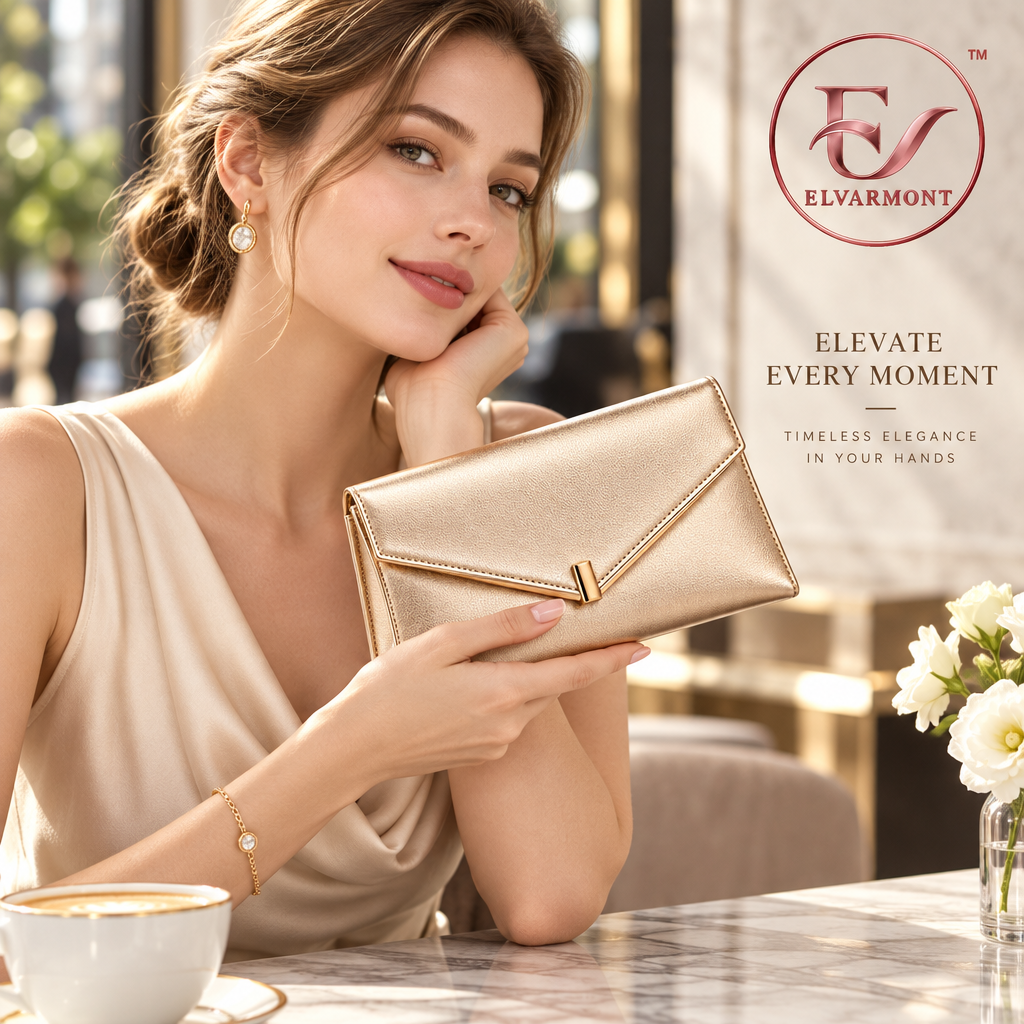 Elvarmont™ Celeste Champagne Envelope Clutch