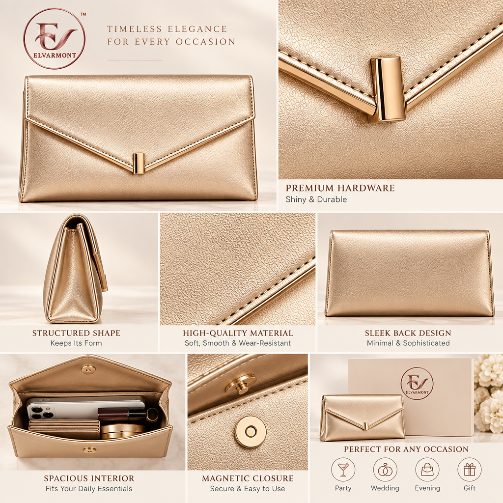 Elvarmont™ Celeste Champagne Envelope Clutch
