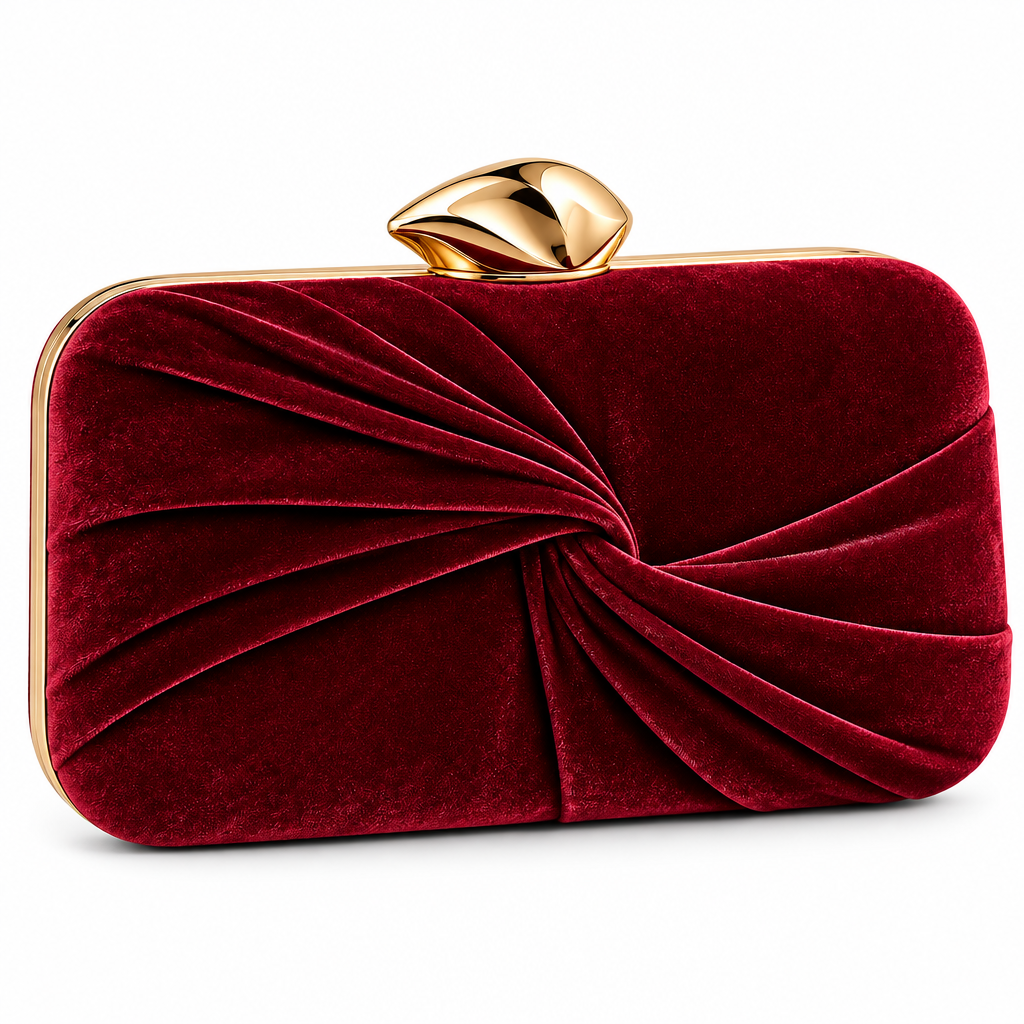 Elvarmont™ Isabella Burgundy Velvet Clutch product view