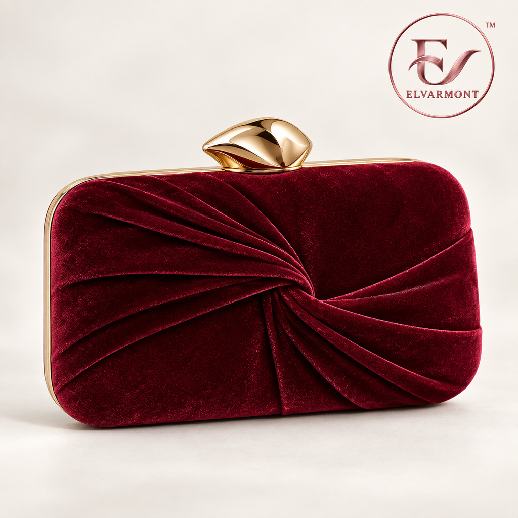 Elvarmont™ Isabella Burgundy Velvet Clutch