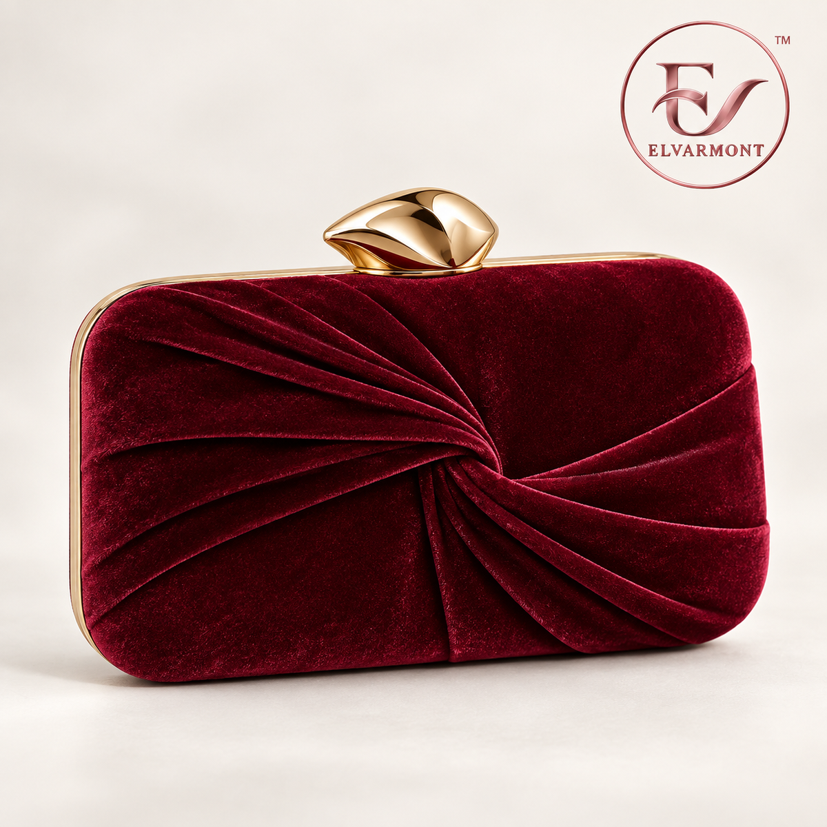 Elvarmont™ Isabella Burgundy Velvet Clutch