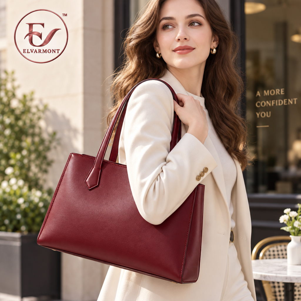 Elvarmont™ Victoria Burgundy Office Tote styled view