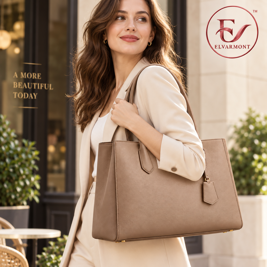 Elvarmont™ Claire Taupe Everyday Tote styled view