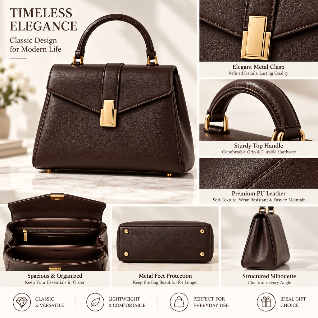 Elvarmont™ Evelyn Espresso Leather Satchel details